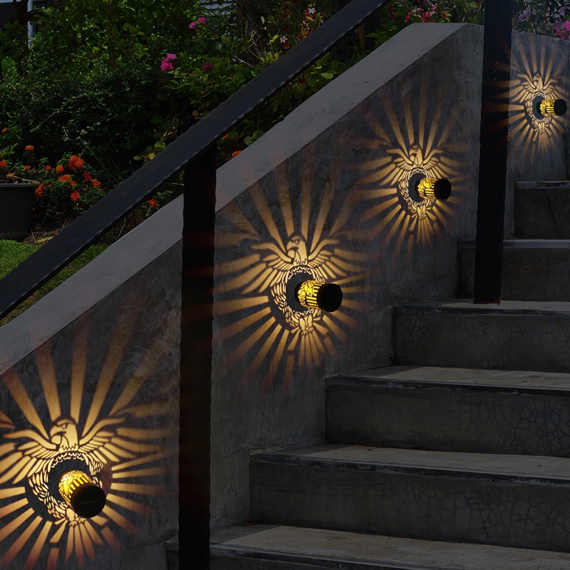 Outdoor Powerwall - 2 Pack Solar Fence Lights Metal