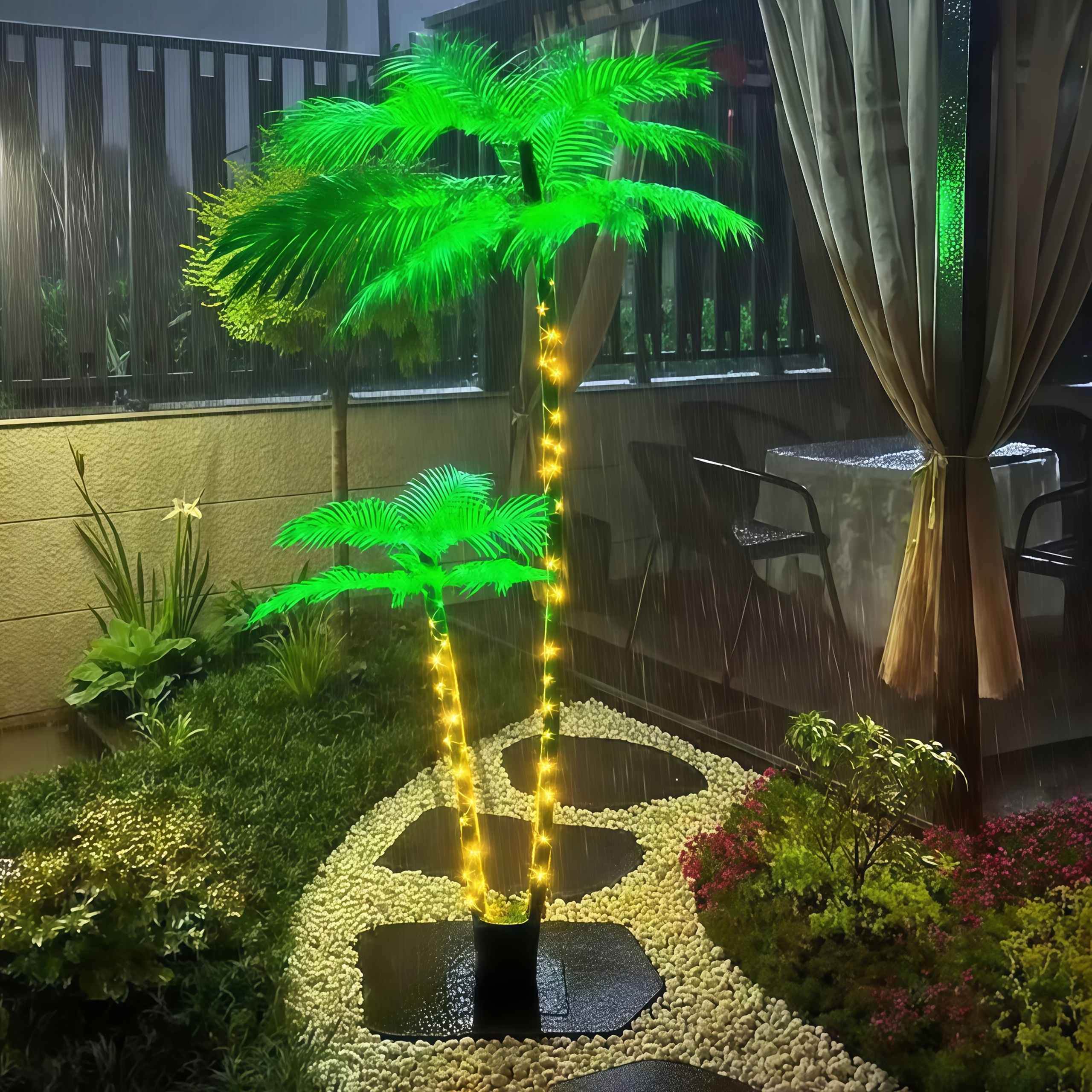 Outdoor Power Strip - Premium 6/5Feet Solar-Powered LED Palm Tree