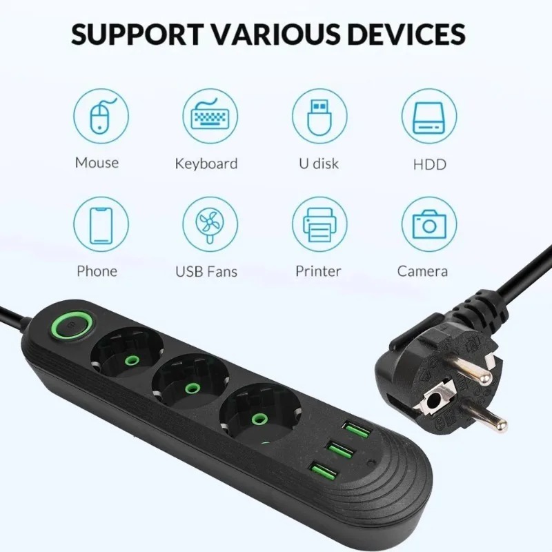 EU Plug AC Outlet 2500W Multip - Outdoor Power Strip review and price