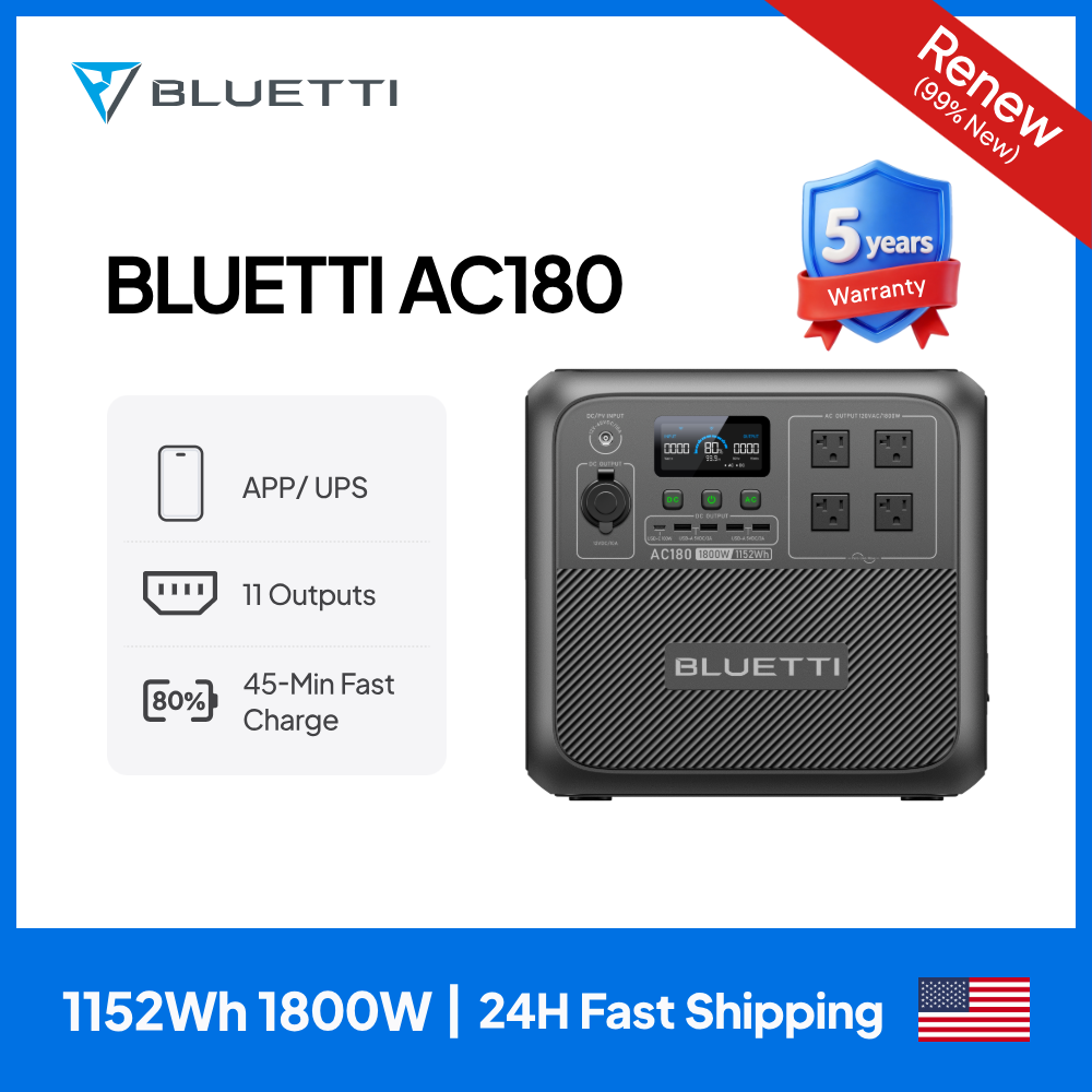 【RENEW】BLUETTI AC180 Solar Por - Outdoor Powerwall review and price