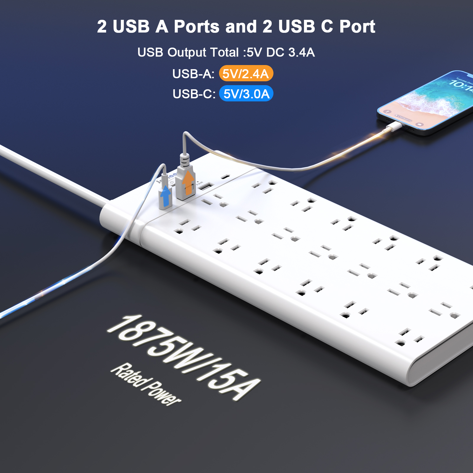(1875W/15A,2100J)Power Strip 2 - Outdoor Power Strip review and price