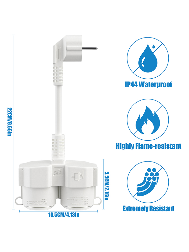 EU Extension Cable with 2 Schu - Outdoor Power Point Cover review and price